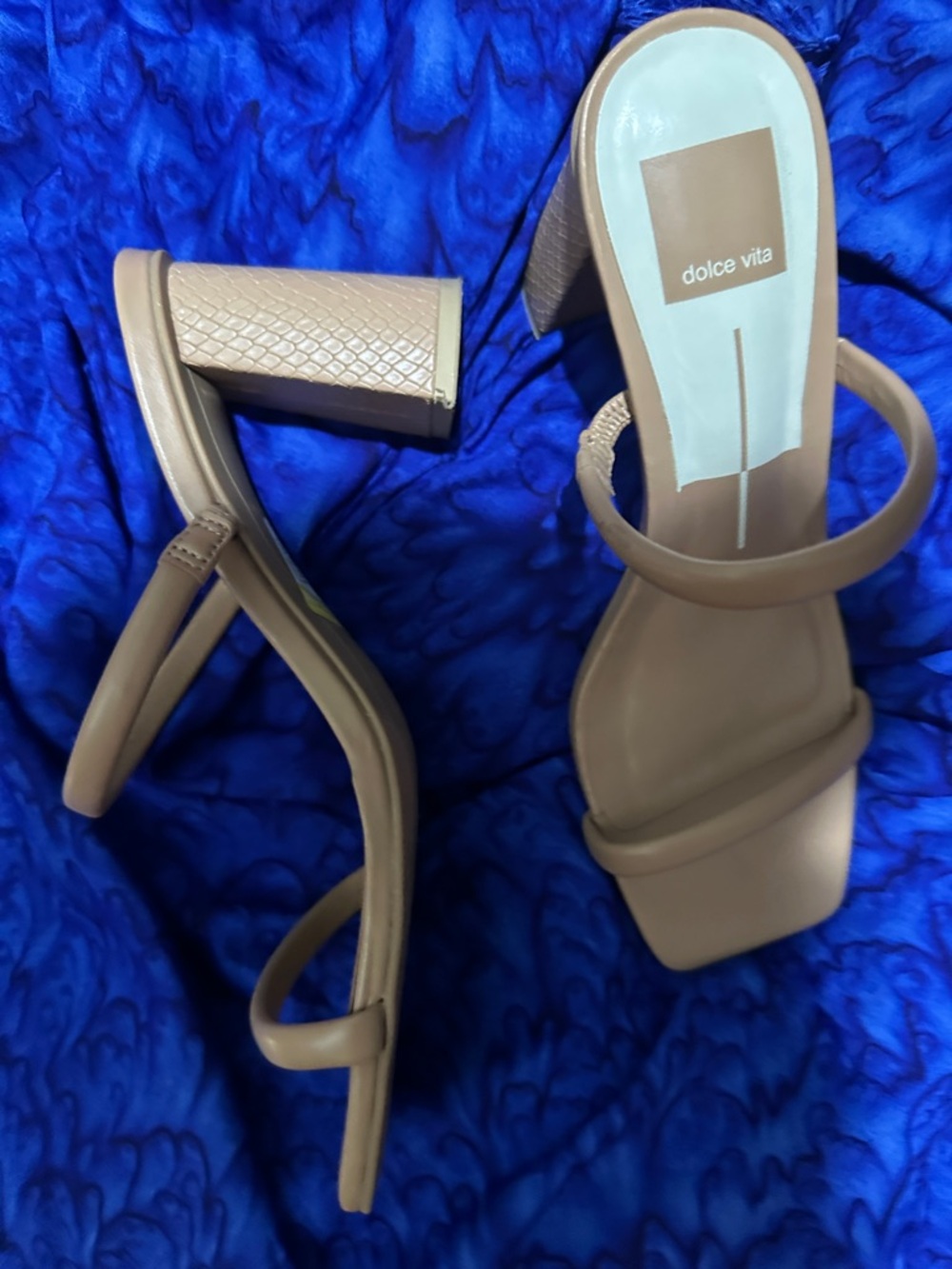 Dolce Vita Nude/Tan Double-Strap Square-Toe Heeled Sandals - Picture 2 of 2